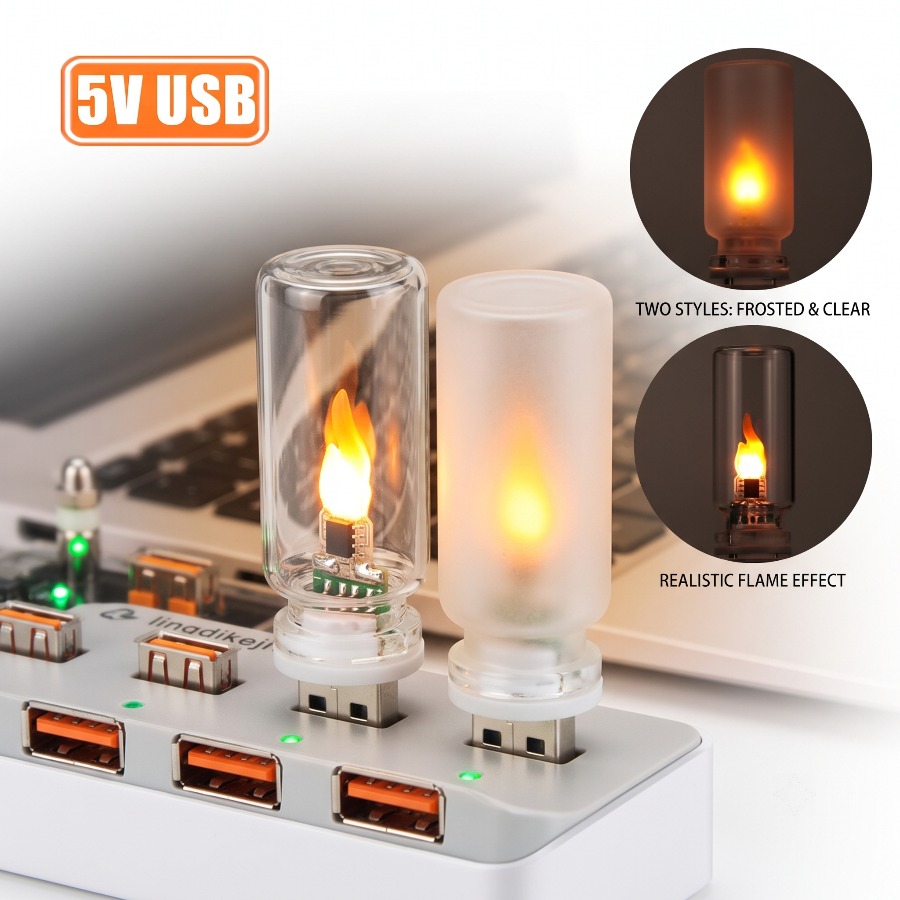 5V USB LED Flame Type Night Li - Candle Making Glass recensione e prezzo