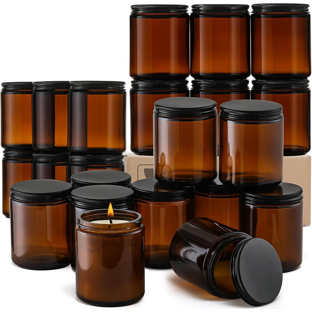 8oz Amber Glass Jars with Blac - Candle Making Glass recensione e prezzo