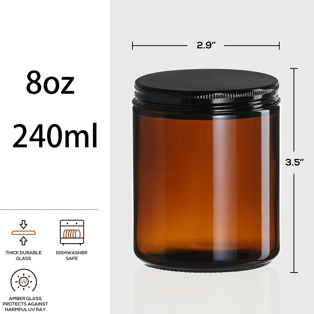 8oz Amber Glass Jars with Blac - Candle Making Glass recensione e prezzo