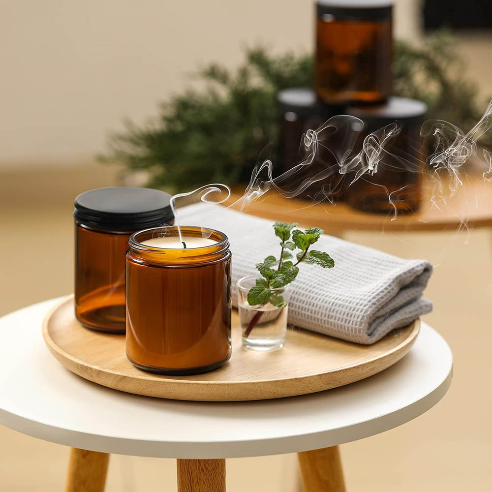 8oz Amber Glass Jars with Blac - Candle Making Glass recensione e prezzo