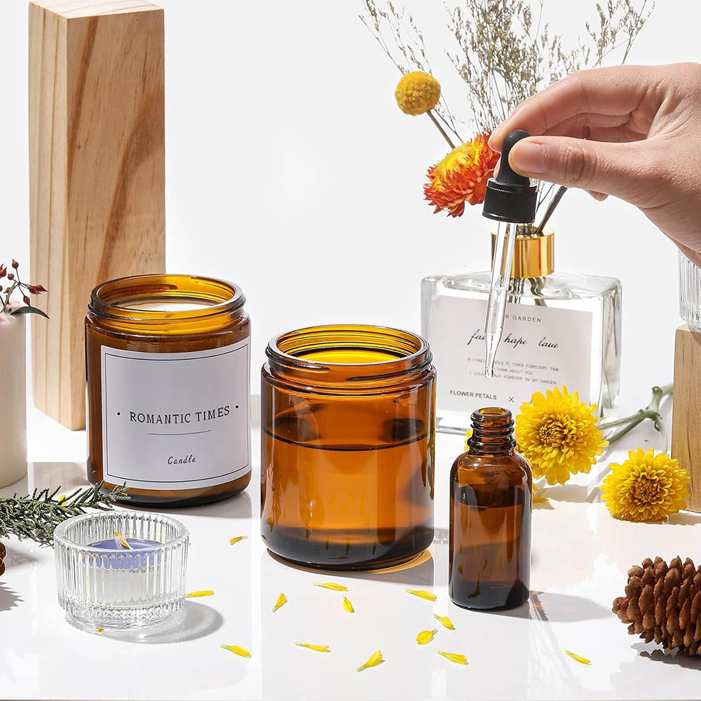 8oz Amber Glass Jars with Blac - Candle Making Glass recensione e prezzo