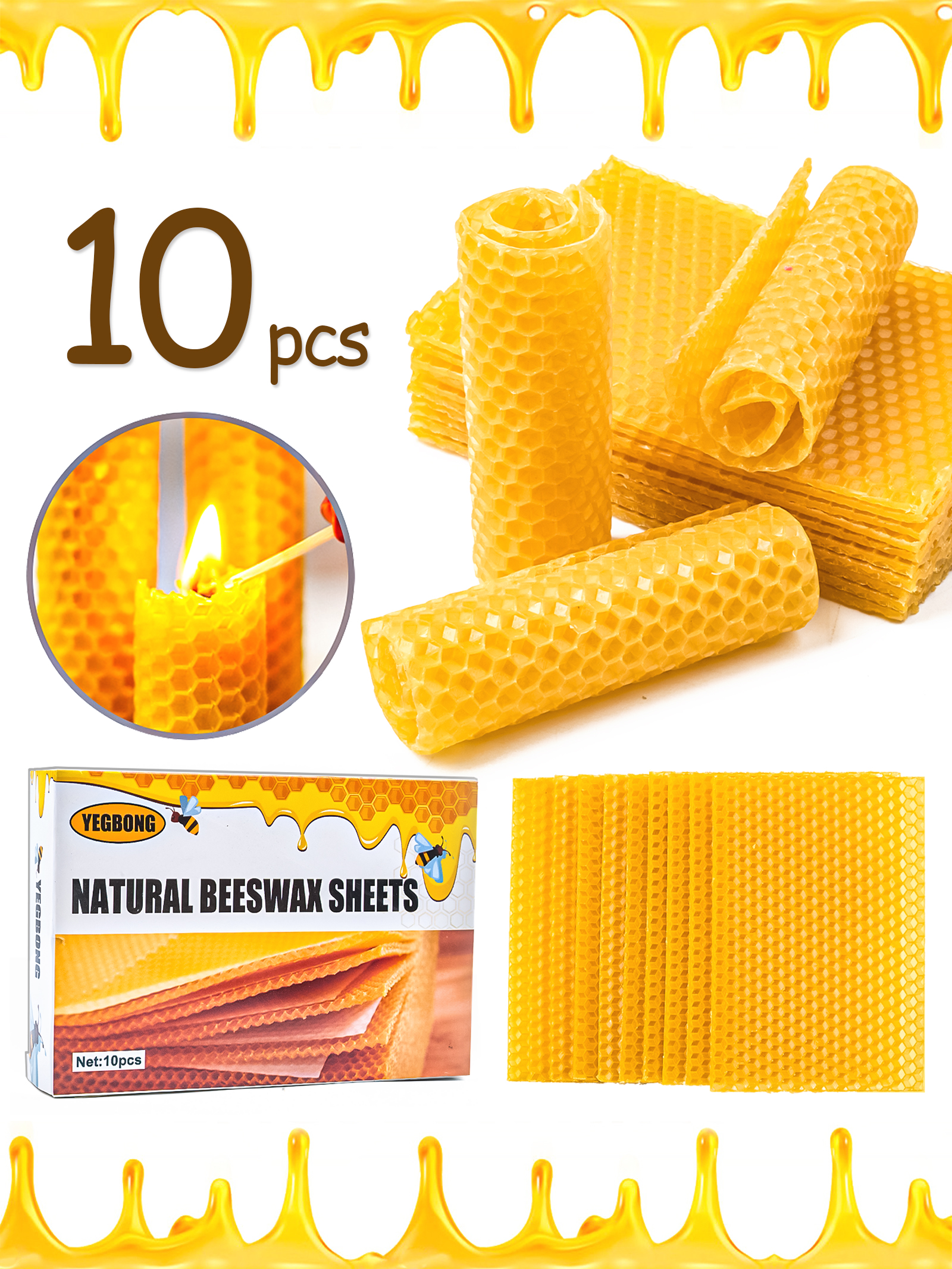10Pcs Natural Honeycomb Bee Wa - Candle Making Ingredients recensione e prezzo